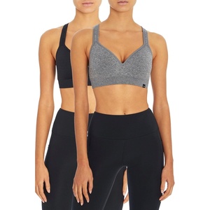 image:imageMarika Womens Johanna Molded Cup Seamless Sports BraBlackHeather Charcoal